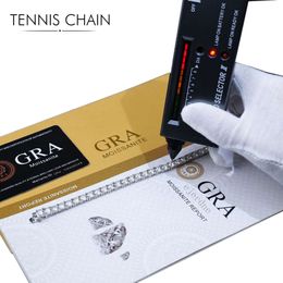 1ct Moisanite Gold Tennis Tennis Chain Sier Designer Bracelet 6/7 mm de large Chain Rappeur Hip Hop Bracelets Hommes et femmes bijoux Iced Chain Saint Valentin Day Gift