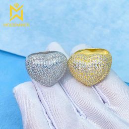 Moissanite Heart for Iced Out Rings Women Sier Wedding Ring Finger Sieraden Pass Diamonds Tester Gratis verzending