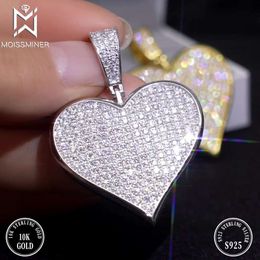Collier pendentif coeurs Moissanite pour hommes Sier Sier Real Diamond Iced Out Colliers Women Jewelry Pass Tester with Gra