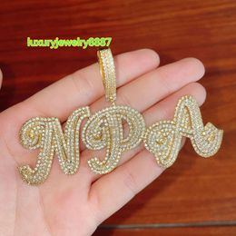Moissanite Hip Hop bijoux personnalisé 925 argent spécial et Cool lettre nom pendentif