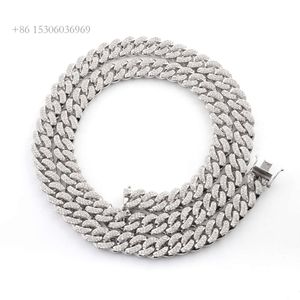 Collier hip hop en Moissanite Sterling pavé de Moissanite, chaîne cubaine, bijoux personnalisés pour hommes