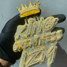 Bijoux hip hop glacé VVS Moisanite Diamond Pendre Pendante Collier de chaîne cubaine
