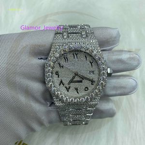 Moisanite Iced Out Wristwatch Diamond Watch Gold Sier Men Watche Hip Hop avec Case Bijoux Cadeaux