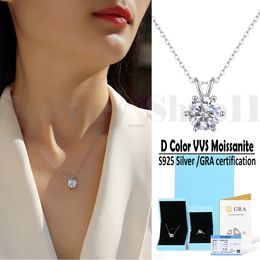 Moissanite ketting dames diamanten ketting doorgegeven GRA diamant test 925 zilver 18k gouden verloving ketting Moissanite damesketen geschenkdoos en certificaat