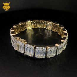 Bracelet de chaîne de liaison cubaine Moisanite LAD MOSSANITE CUBAN CUSTOM Luxury réel S925 Bracelets et colliers en or argent Gift