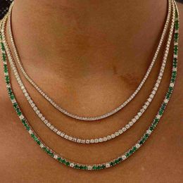 Moissanite Link Chain 2mm 3 mm Tennis Chian VVS Moissanite Diamond Fine Jewelry Pure Silver Pendant Necklace