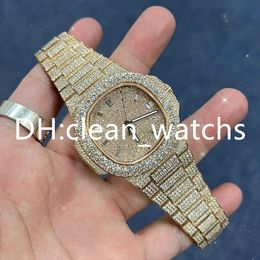 Moissanite Mosang Stone Diamond Watches Customization kan de test van Mens Automatic Mechanical Movement waterdichte waterdichte Watch No10 doorstaan
