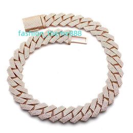 Collar de moissanita 20 mm de ancho 3 filas Diamante de hielo Hip Hop Moda VVS Moissani Cadena para hombres Joyería de oro cubana Collar Pulsera Enlaces regalos para hombres y mujeres