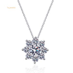 Collier Moissanite pour femmes, couleur blanche, diamant, cadeau de fiançailles, argent S925, personnalisé VVS Moissanite, collier flocon de neige, bijoux