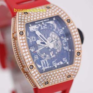 Moissanite Pilot Polshorloge RM Polshorloge RM010 Horloge Ingelegd met Tsquare Diamond Rose Gold Automatische Machines Zwitserse Chronograaf