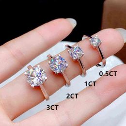 Moissanite Ring 0 5CT 1CT 2CT 3CT VVS LAB DIAMAND Fijne sieraden For Women Wedding Party Jubileum Gift Real 925 Sterling Silver Y301i