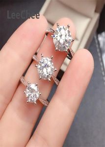 Moissanite Ring 1CT 2CT 3CT VVS Lab Diamond Test Passeer Fine Jewelry for Women Wedding Party Gift Real 925 Sterling Silver Cluster1757206