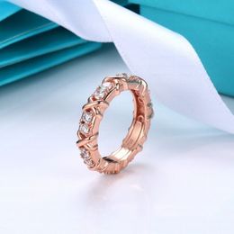 Moissanite Ring Diamanten Ringen voor Vrouwen Sieraden Vrouw Rose Goud Sier Cross Trouwring Mode-sieraden Ontwerpers Dames Meisje Feest Verjaardagscadeau Maat 5-9