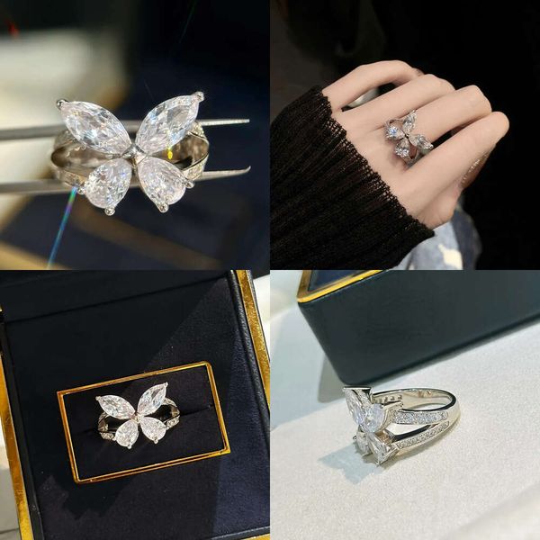 Moisanite Ring Engagement Anneau Sier Set Diamonds Reproductions Officiels Diamond Classic Style Gift For Girlfriend with Box 008 Qualité d'origine