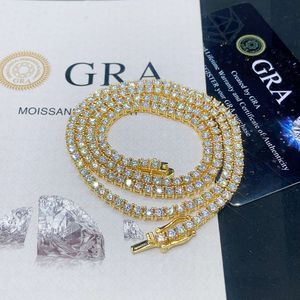 Colliers de Moissanite pour les femmes Pass Diamonds Tester Iced Out Tennis Chain Hip Hop Jewelry Gra