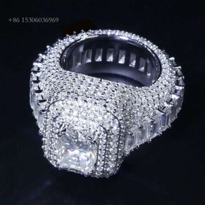 Moissanite Sterling Sier aangepaste sieraden VVS Lab Diamond Hip Hop Heart Ring