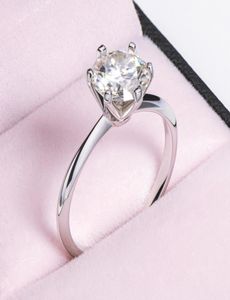 Moissanite Sterling Silver S925 Wed Ring 05 Karat Classic Six Claw Diamond Engagement belofte Ring voor paar verjaardagscadeau1563226