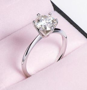 Moissanite Sterling Silver S925 Wed Ring 05 Karat Classic Six Claw Diamond Engagement Promise Ring voor paar verjaardag cadeau2586631