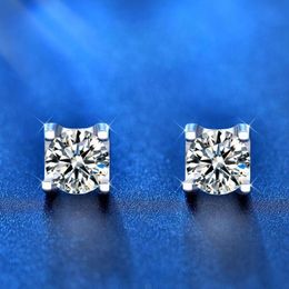 Moissanite Stud -oorbellen 0.5CT 5mm DF Kleur Briljant Ronde Cut Lab Gemaakte diamant sterling Silver Push terug voor vrouwen