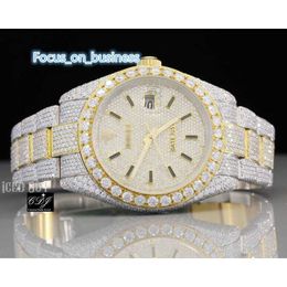 Moisanite Stended Y Iced Out Luxury Watch Bust Down Dwo Tone Hip Hop Diamond Watch pour hommes et femmes20rg