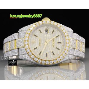 Moissanite clouté y glacé montre de luxe buste vers le bas deux tons Hip Hop diamant montre pour hommes et femmes 20RG