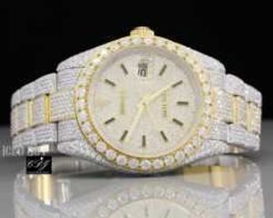 Moissanite bezaaid en ijskoud luxe horloge buste-down tweekleurig hiphop diamanten horloge voor mannen en vrouwen20RG