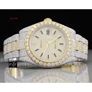 Moissanite bezaaid en ijskoud luxe horloge buste-down tweekleurig hiphop diamanten horloge voor mannen en vrouwen20RG