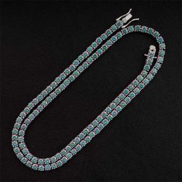 Moissanite Tennis Chain 925 Sterling Zilver Verguld 3mm 4mm 1ct Rood Blauw Gekleurde Moissanite Tennis Chain