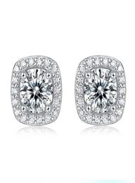 Moissanite – boucles d'oreilles en argent 925, coupe ronde, Total 05ct, VVS1, Test de diamant réussi, jeton d'amour à la mode, cadeau pour femme et fille, 1042251