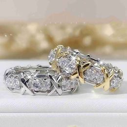 Moissanite Vecalon 3 kleuren Gem gesimuleerde diamant CZ Betrokkenheid trouwring voor vrouwen 10kt wit geel goud gevuld vrouwelijk geschenk