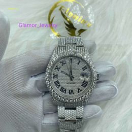 Moissanite VVS1 Éteinte Iced Out Diamond Montres Watch Shiny Watch Fabriqué à la main