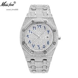 Reloj Moissanite marca hip hop de gama alta lleno de diamantes calendario impermeable reloj de hombre puede pasar la prueba