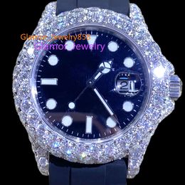 Met sterren bezaaide 925 lichtgevende horlogeMoissanite Watch Custom Hand Made VVS Moissanite Diamond Watch Iced Out Hiphop Horloge voor mannen