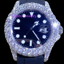 Reloj Moissanite hecho a mano VVS Moissanite Diamond Watch Iced Out Hip hop reloj para hombres