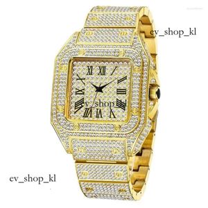 Moissanite Horloge Luxe horloges Hip Hop Bust Down Unisex Diamanten Horloge Pols met roestvrij staal bezaaid 5 Moissanites Chain Watch
