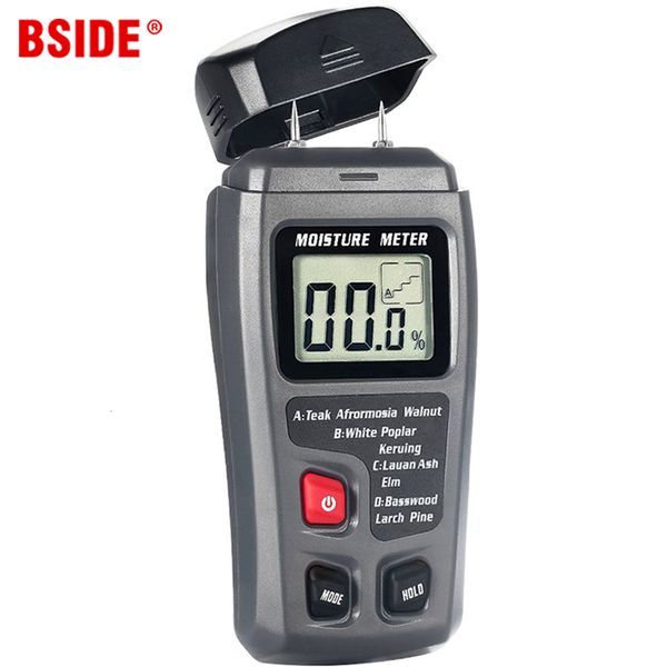 Medidores de humedad BSIDE Medidor de humedad de madera digital EMT01 Profesional 0 ~ 99.9% Higrómetro de madera Herramienta portátil Pantalla LCD Detector de humedad de madera 230731