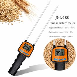 Medidores de humedad Medidor de humedad de grano digital JGL-188 Higrómetro con sonda de medición para maíz Trigo Arroz Frijol Maní Sorgo Probador de humedad 231020