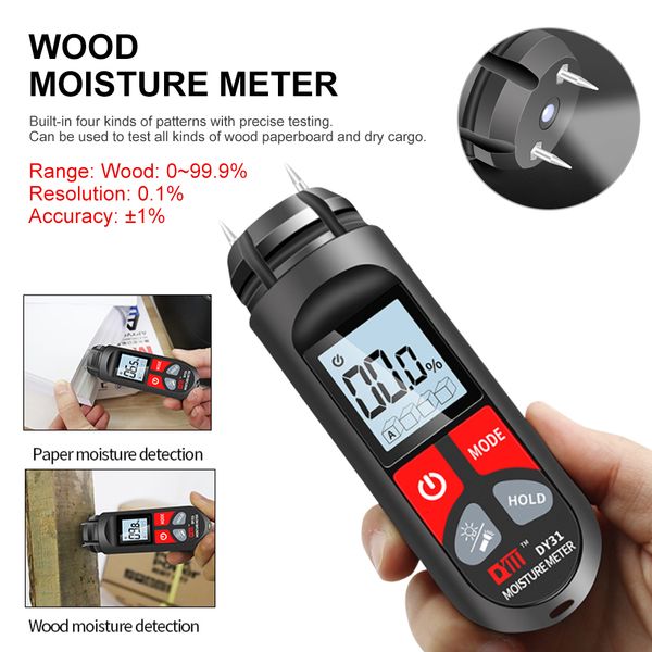 Humidimètre numérique bois humidimètre papier testeur d'humidité avec écran LCD portable hygromètre mural bois détecteur d'humidité 0-99,9% 230731
