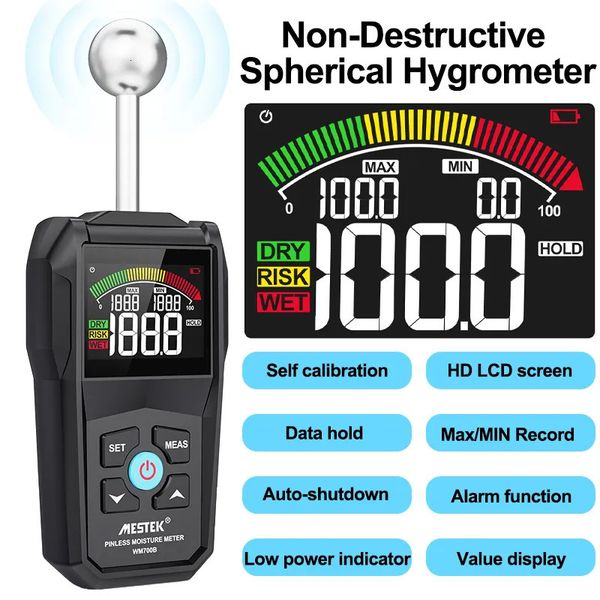 Medidores de humedad Medidor de humedad de madera digital Higrómetro Detector de humedad de madera sin contacto Alarma Probador de humedad no destructivo Detector de humedad 231020