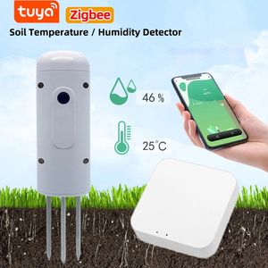 Moisture Meters Tuya Zigbee Wireless Soil Moisture Meter Temperature Humidity Tester Plant Monitor IP67 Waterproof Detector for Garden Planting 231020