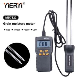 Vochtmeters yieryi Digitale Graan Vochtmeter MD7822 Lcd-scherm Vochtigheid Tester Bevat Tarwe Maïs Rijst Vocht Test Meter 230804