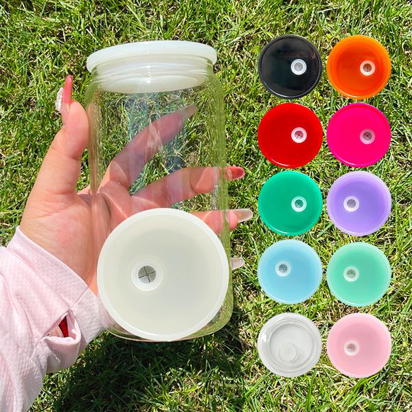 Résistant à l'humidité en gros sans BPA coloré de remplacement en plastique pp non moisi Couvercle en acrylique pour boîte en verre de 16 oz Boîte en verre boule à neige à double paroi de 12 oz 15 oz, vendue à la caisse