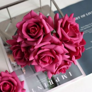 Hydrateren echte aanraaksimulatie krul Rose bloem kunstmatige zijden pioen boeket trouwhuis decoratie handgreep flore branch