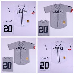 Moive Baseball 20 Maillots Josh Gibson Grays Negro Film Homestead National League Team Blanc Gris Respirant Cousu Pur Coton Cool Base Cooperstown College Top