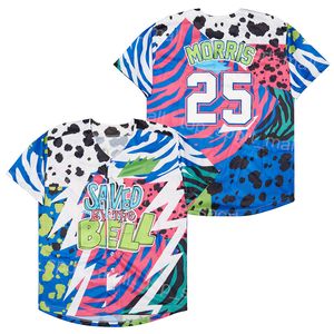 Moive Baseball 25 Zack Morris Jersey Salvado por el Bell Man Cooperstown College Jersey vintage Equipo Cool Base Algodón puro Universidad Retro Costura transpirable