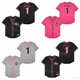 Moive Baseball Volgende vrijdag Jerseys 1 Day Days in Gray Black Pink Team All -gestikte Cool Base Cooperstown Retro University Vintage voor sportfans ademend uniform