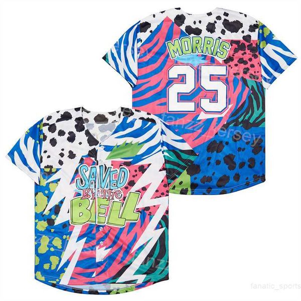 Moive Baseball Saved By the Bell Jerseys 25 Zack Morris Cooperstown Broderie College Vintage Pull Team Cool Base Pur Coton Université Rétro Respirant Haut