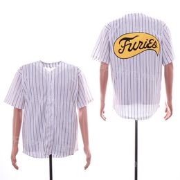 Moive Baseball The Furies Jersey Blank White Krijtstreep Cooperstown College Vintage Team Cool Base University Pure Cotton Retro Ademend Borduursel