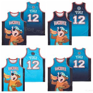 Moive Basketball 12 Vancouver Yogi Jerseys Teal Space 90s HipHop Pullover University Retro Pour les fans de sport Vintage Blue Team Color Respirant College Pur coton