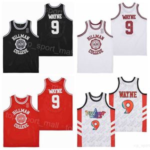 Moive Basketball 9 Dwayne Wayne Jerseys Série télévisée Un monde différent Hillman College Blanc Rouge Noir All Stitched University Pullover Retro Pour les fans de sport Vintage